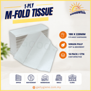 1 PLY M-Fold Paper Towel Virgin Pulp 180mm x 220mm for commercial washrooms