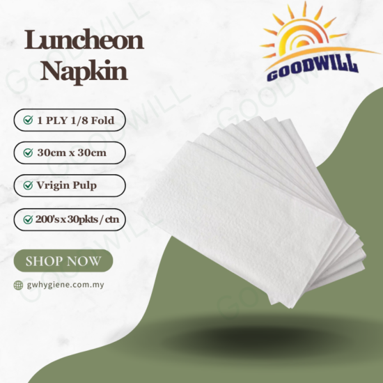 1 PLY Luncheon Napkin 30x30cm 1/8 Fold 30pkts/ctn