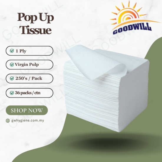 1PLY Pop Up (Vrigin Pulp) 250's x 36 Packs Per Carton Refill Pack