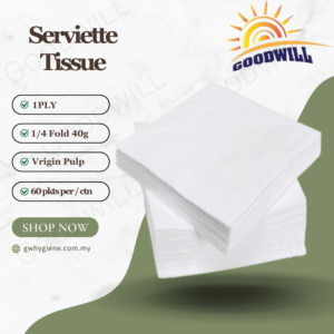 1-PLY serviettes 23x23cm virgin pulp fully wrapped
