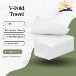 1PLY V-Fold Towel Virgin Pulp 190x180mm Fully Wrapped