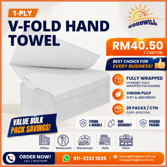 1 Ply V-Fold Hand Towel Fully Wrapped Supplier Klang Valley