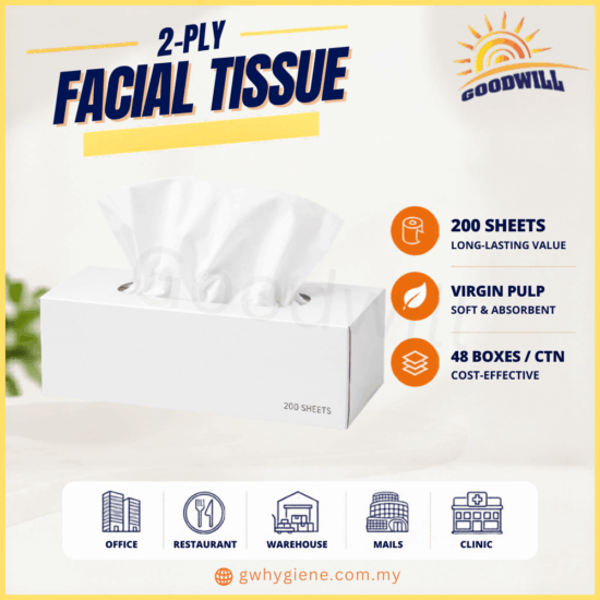 2PLY Facial Tissue Virgin Pulp 200 Sheets x 48 Boxes
