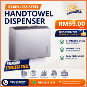 Stainless Steel Hand Towel Dispenser for Commercial Washrooms in Klang Valley