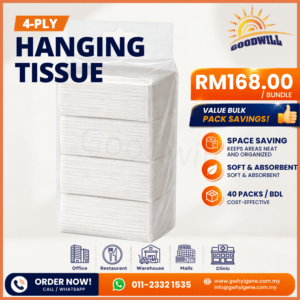 4 Ply Hanging Tissue Bulk Supplier for Offices and Commercial Use in Klang Valley